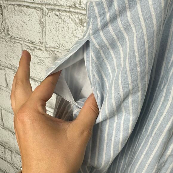 Fame and Partners Dress Sweetheart Mini Stripe Cotton Sundress Blue White 0 - Picture 7 of 12